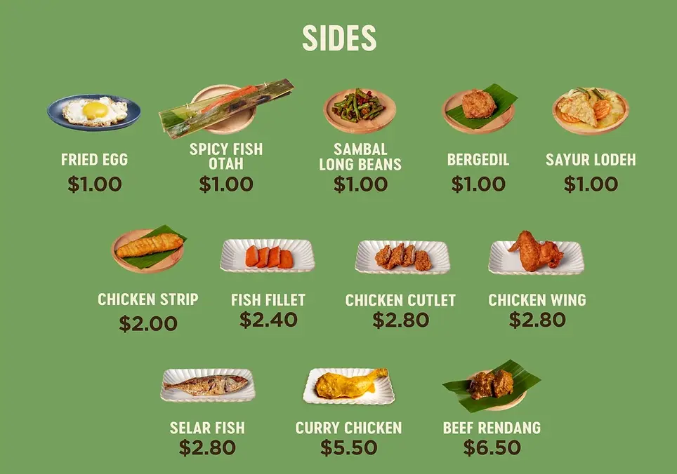 CRAVE NASI LEMAK SIDES MENU PRICES 2024