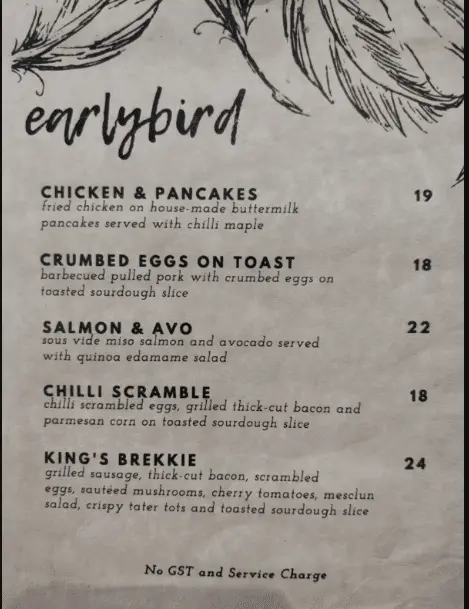 Earlybird Mains Menu 2024