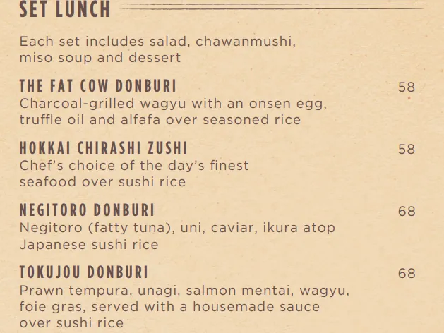 Fat Cow Lunch Menu 2024