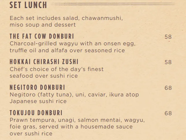 Fat Cow Lunch Menu 2024