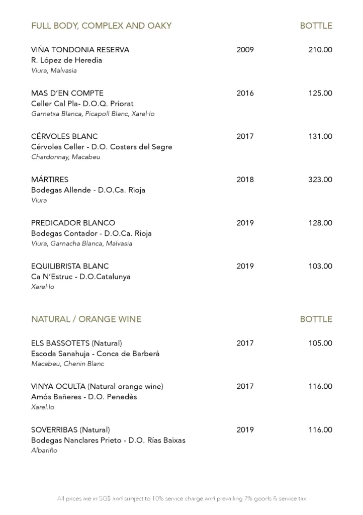 GAIG RESTAURANT SPARKLING WINES MENU 2024