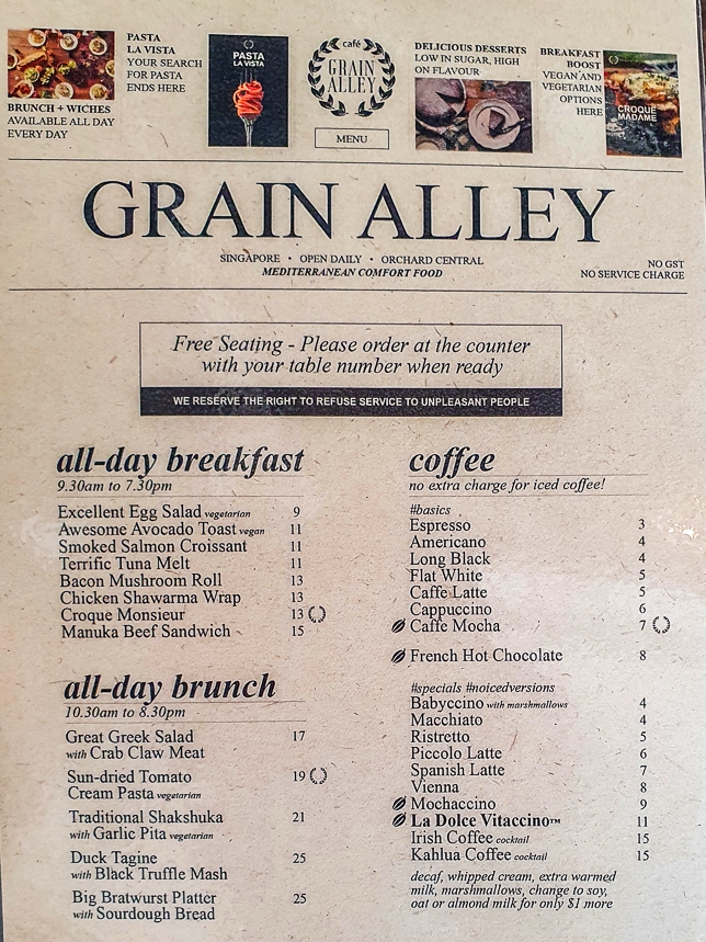 GRAIN ALLEY COFFEE MENU PRICES 2024