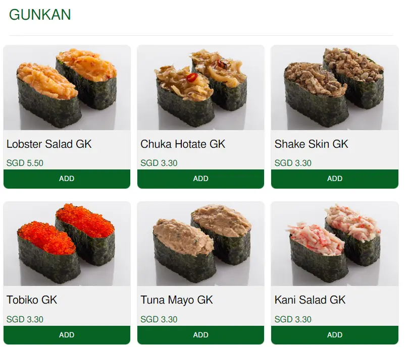 HEI SUSHI GUNKAN MENU PRICES 2024