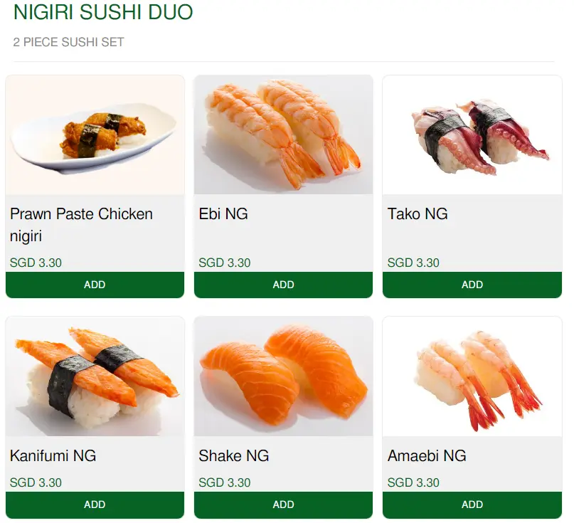 HEI SUSHI NIGIRI SUSHI MENU PRICES 2024