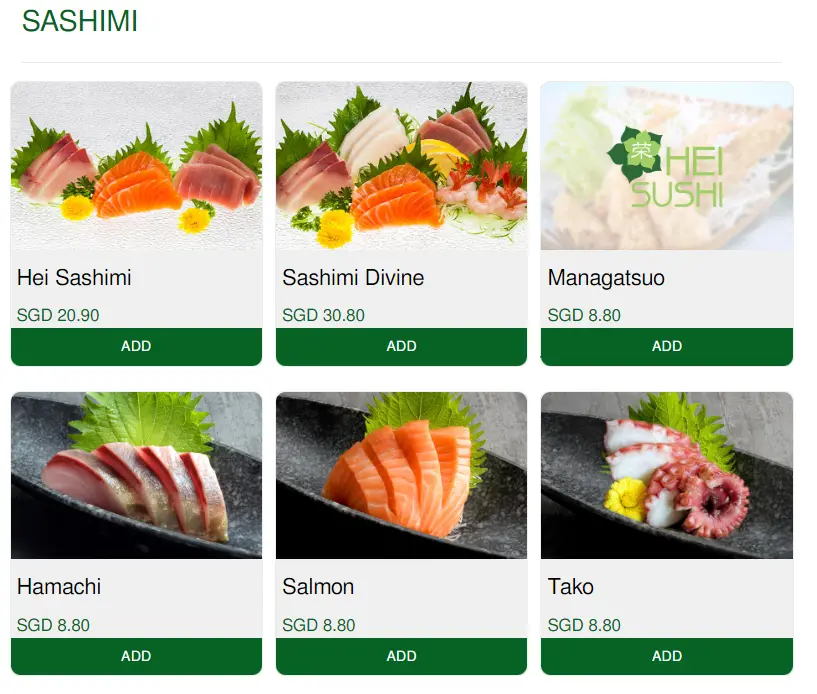 HEI SUSHI SASHIMI MENU PRICES 2024