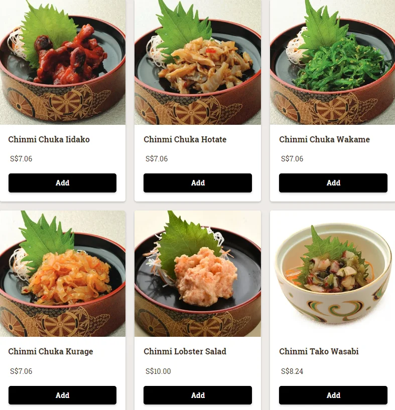 ICHIBAN BOSHI CHINMI MENU