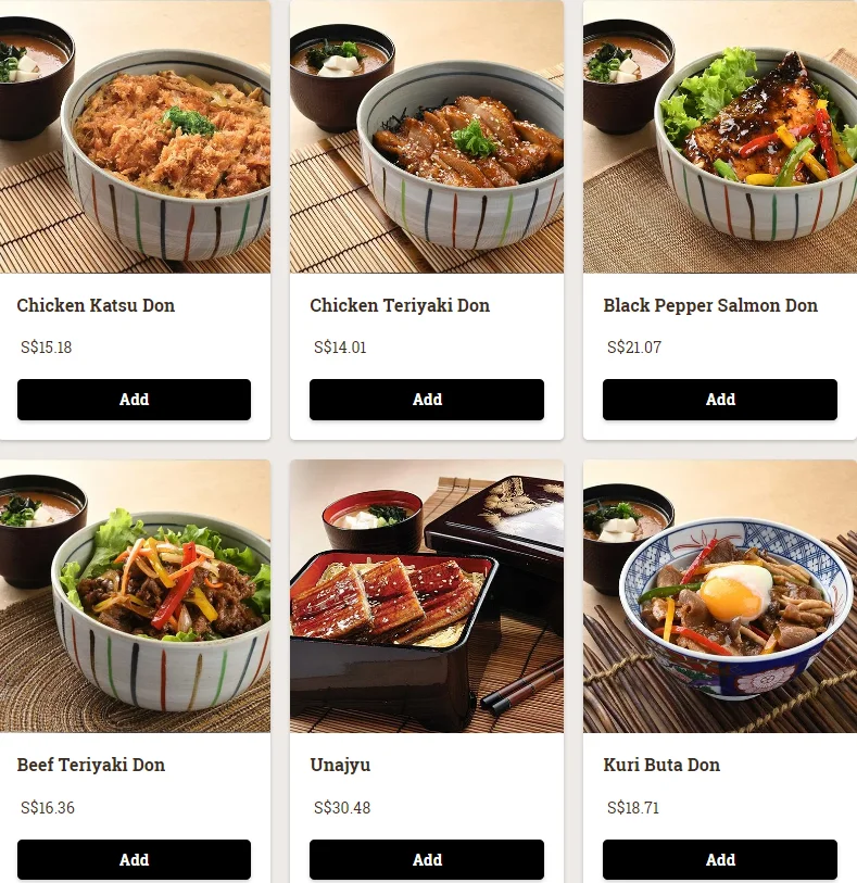 ICHIBAN BOSHI DONBURI MENU 