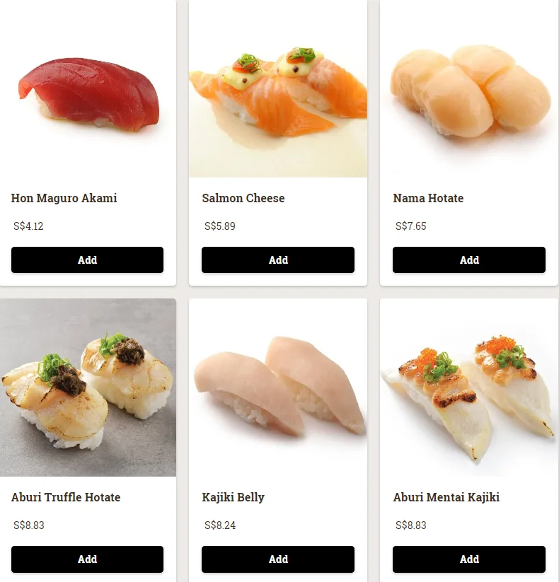 ICHIBAN BOSHI NIGRI MENU PRICES