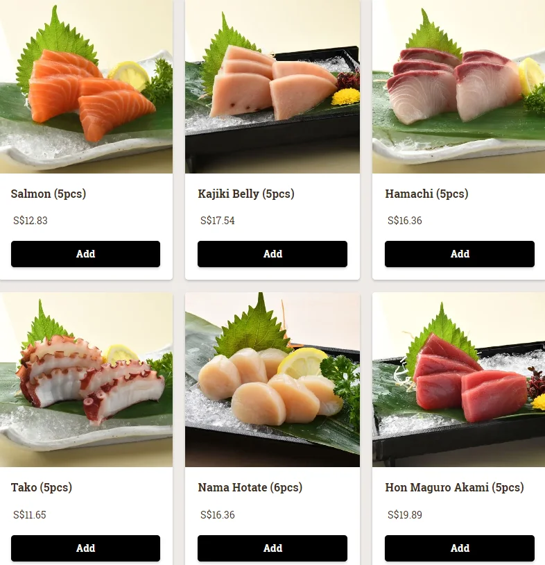 ICHIBAN BOSHI SASHIMI MENU PRICES