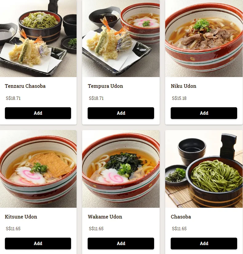 ICHIBAN BOSHI UDON MENU