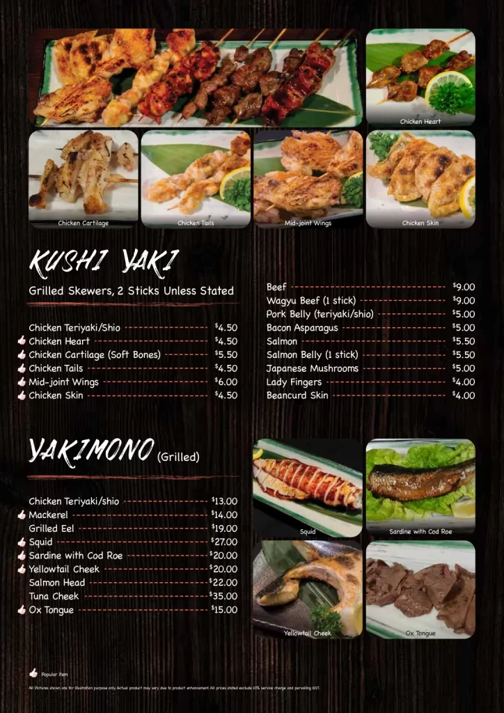 KANPAI SINGAPORE – KUSHI YAKI & YAKIMONO MENU 2024