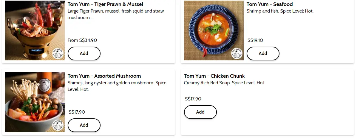 KRAPOW TOM YUM MENU WITH PRICES 2024