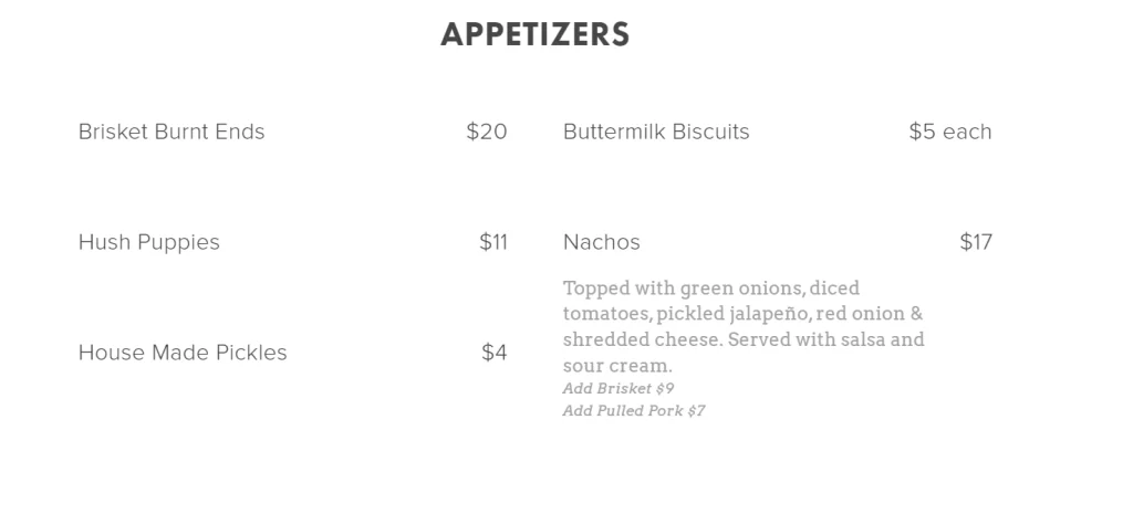 NORTHERN CHICKEN APPETIZERS MENU 2024