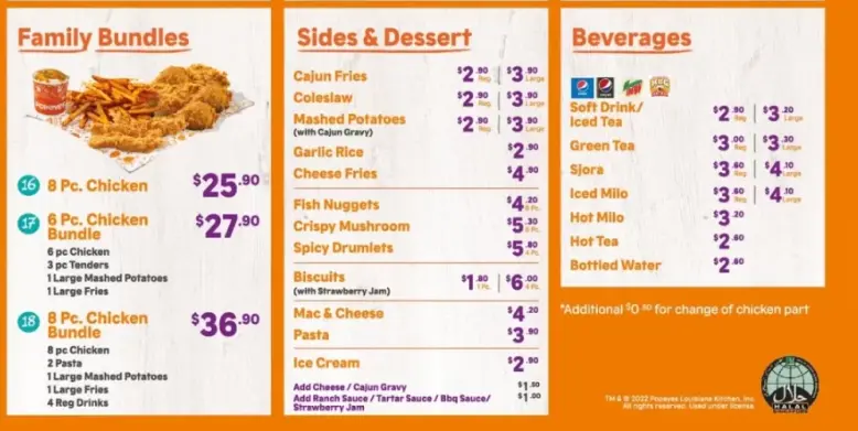 POPEYES FAMILY BUNDLES MENU PRICES 2024