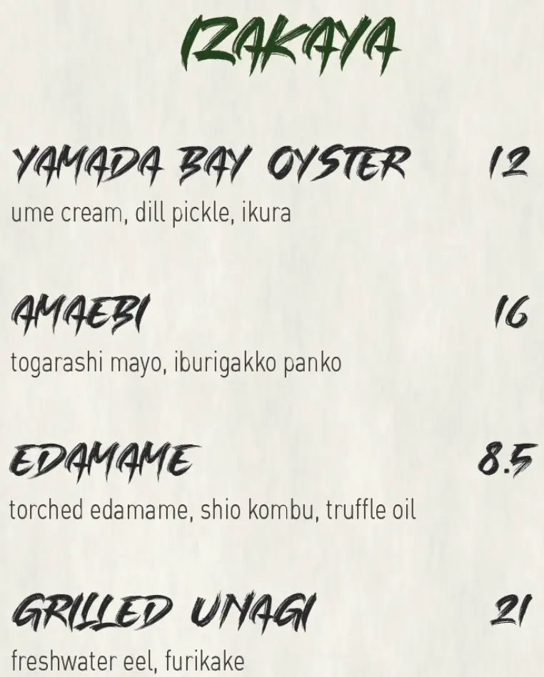 RAPPU IZAKAYA MENU PRICES 2024