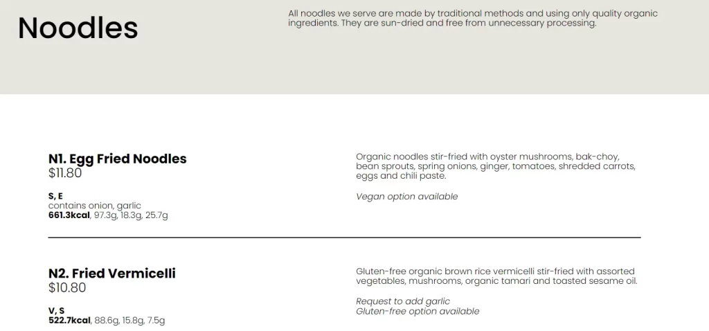 REAL FOOD NOODLES MENU PRICES 2024