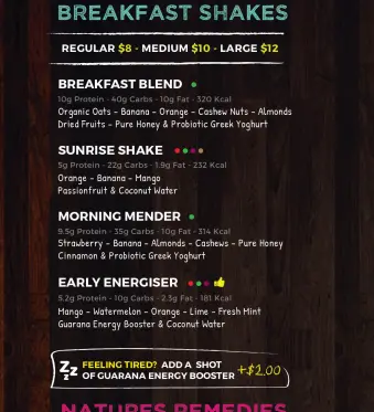 SHAKE FARM BREAKFAST SHAKES MENU WITH PRICES 2024