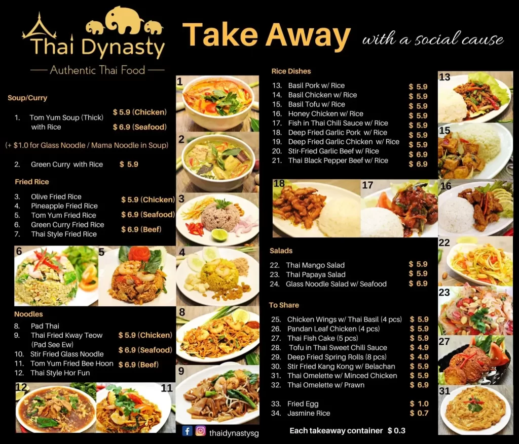 THAI DYNASTY FRIED RICE MENU PRICES 2024