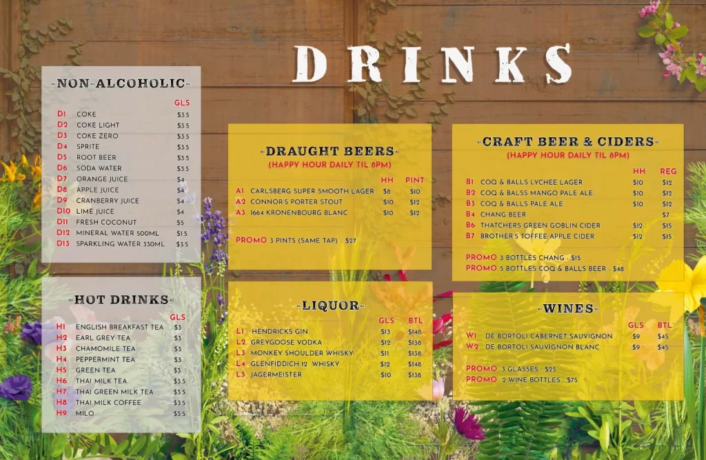 Thai’D Me Up Drinks Menu 2024