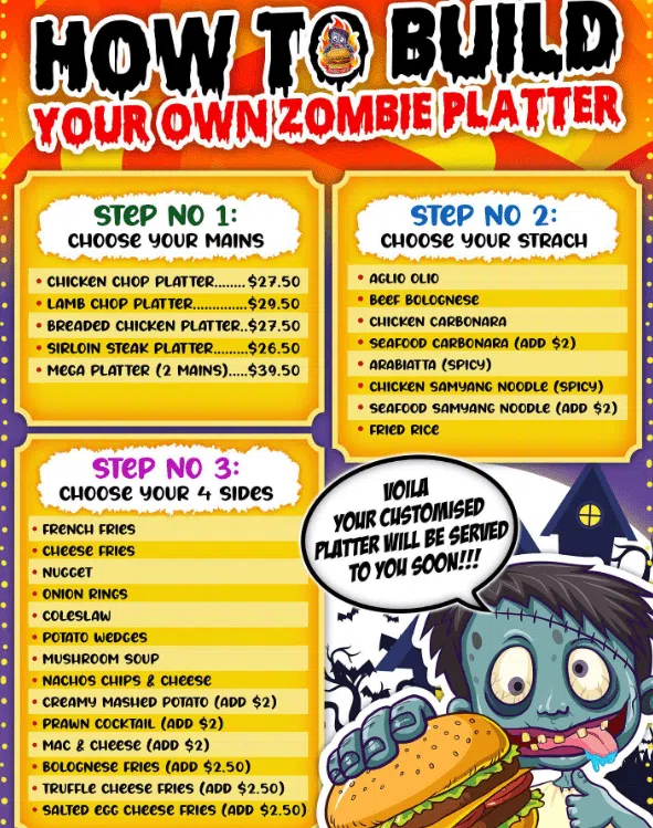 Zombie Platters Menu Price 2024