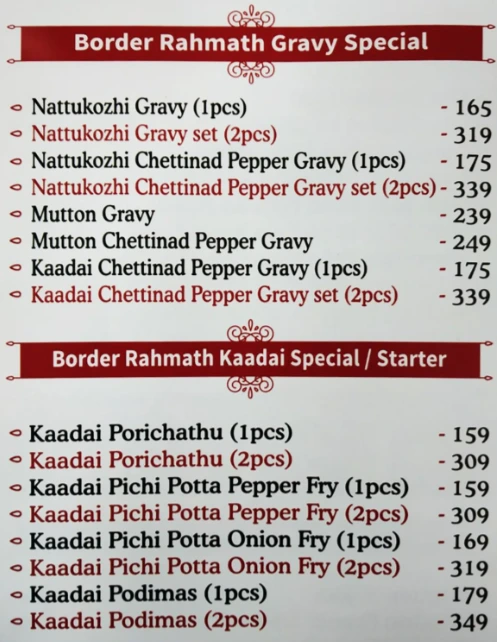 Border Rahmath Gravy & Karahi Menu 2024