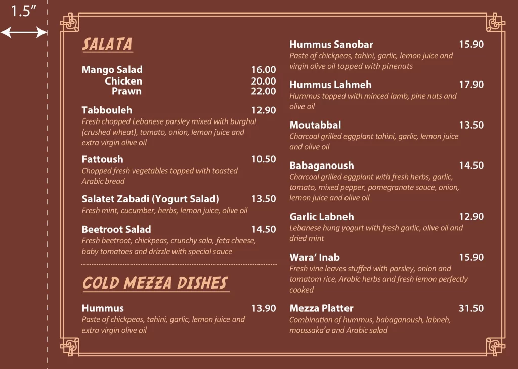 Byblos Grill Salata Menu 2024