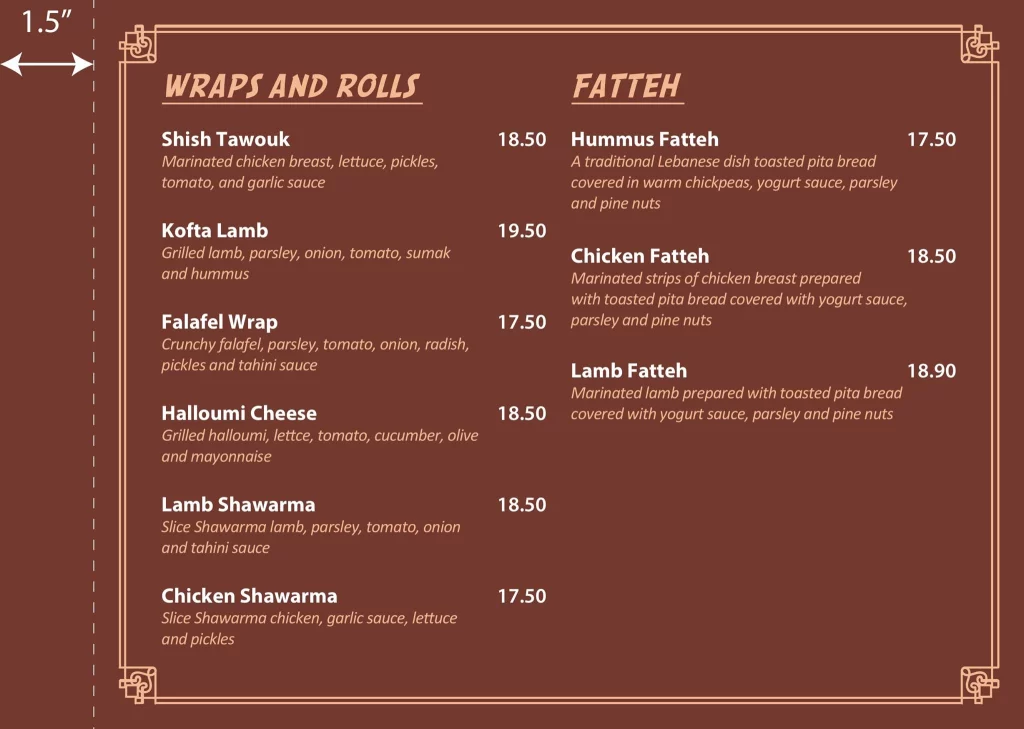 Byblos Grill Wraps And Rolls Menu 2024