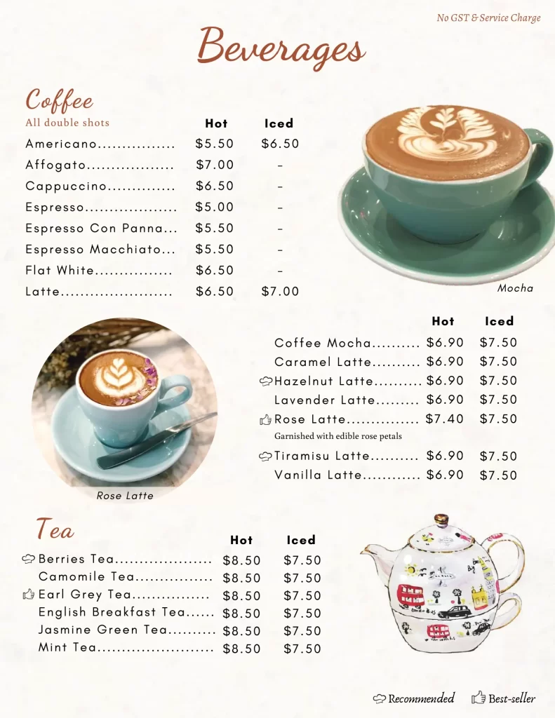 Cafe De Paris Menu Price – Beverages 2024