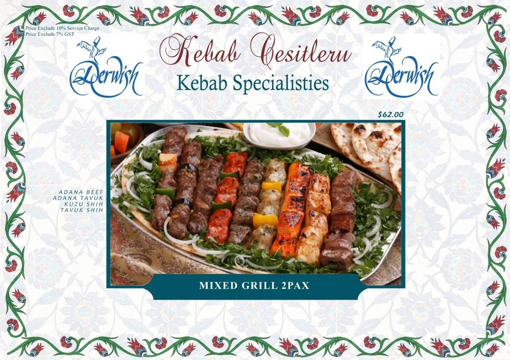 Derwish Kebab Menu 2024