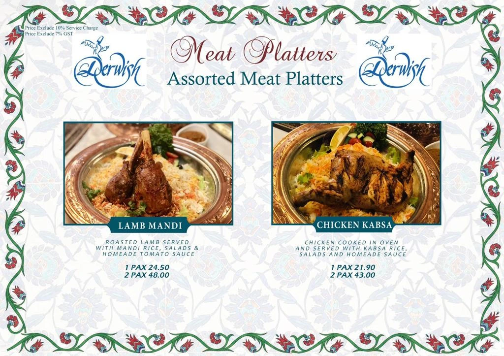 Derwish Meat Platters Menu 2024