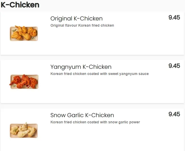 GOPIZZA K-CHICKEN MENU 2024