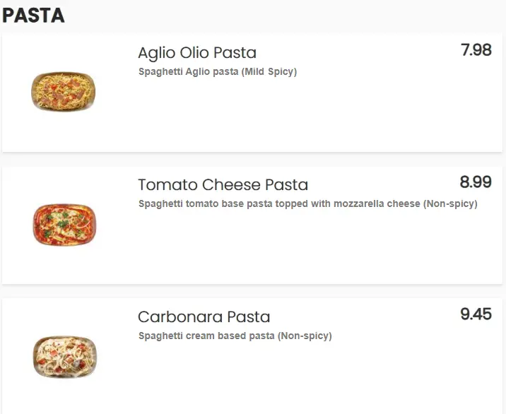 GOPIZZA PASTA MENU PRICES 2024