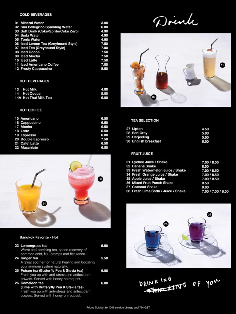 Greyhound Drinks Menu 2024