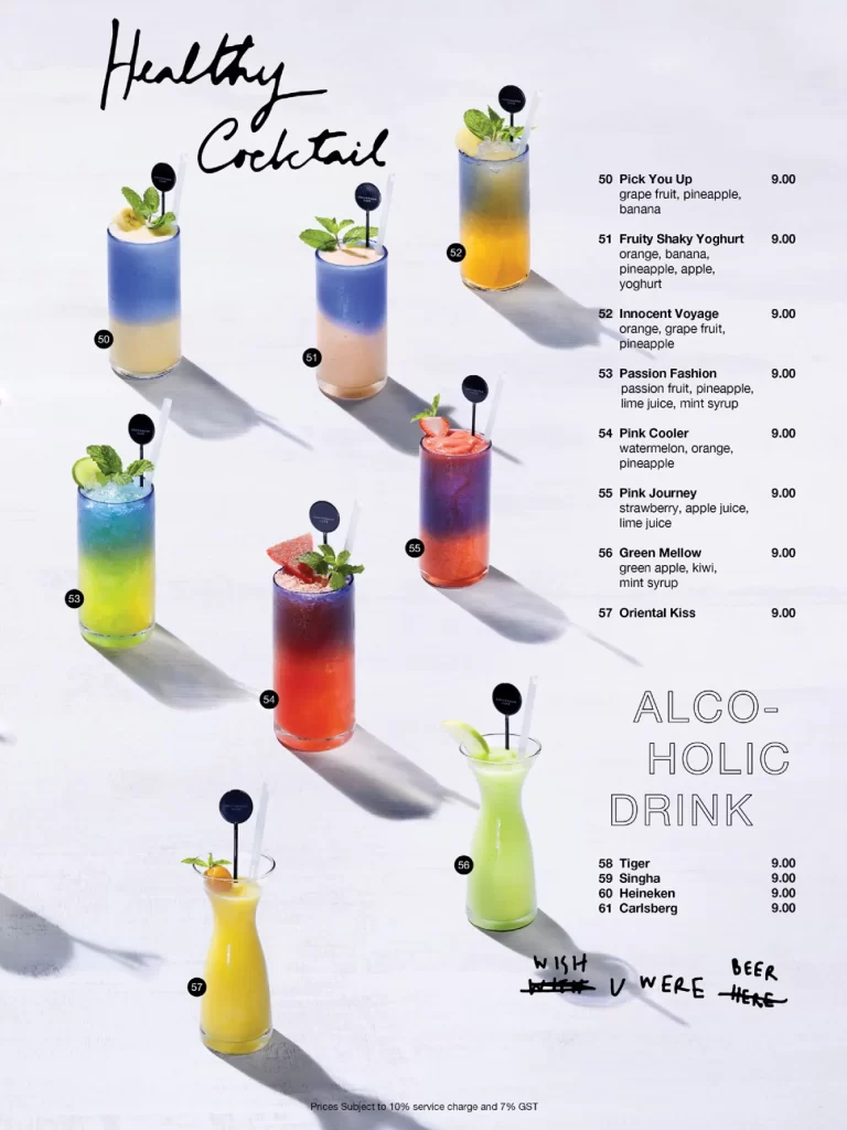 Greyhound Healthy Cocktails Menu 2024