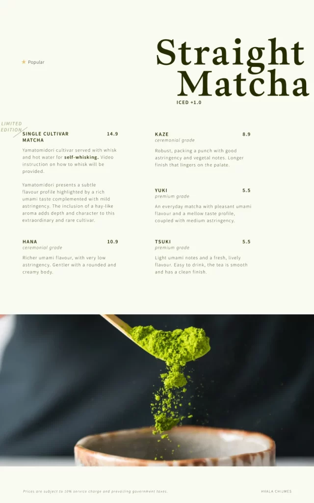 HVALA STRAIGHT MATCHA MENU PRICES 2024