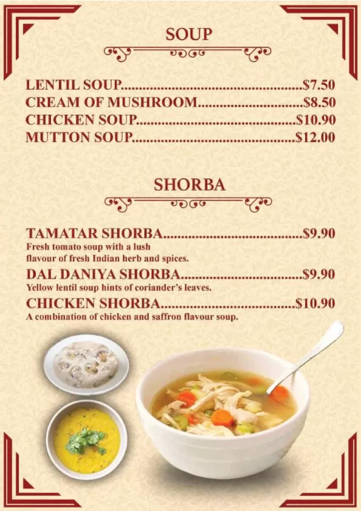 Royal Biryani Soup And Shorba Menu 2024