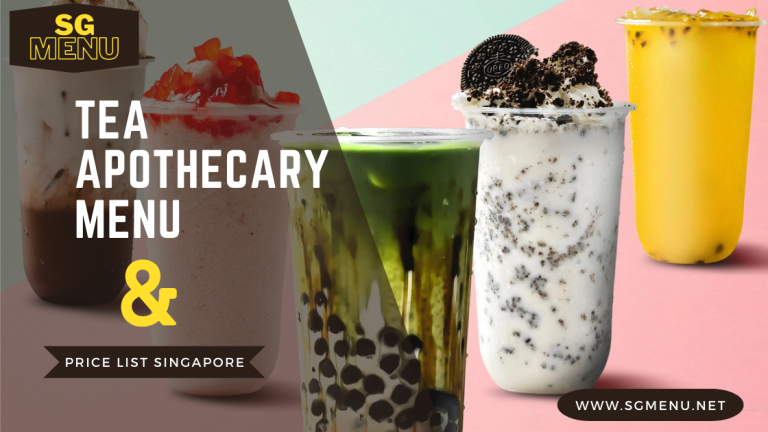 Tea Apothecary Menu, bubble tea Singapore