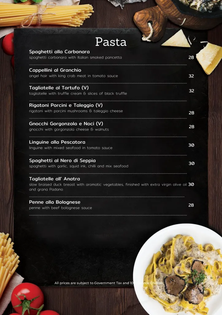 Baci Baci Menu