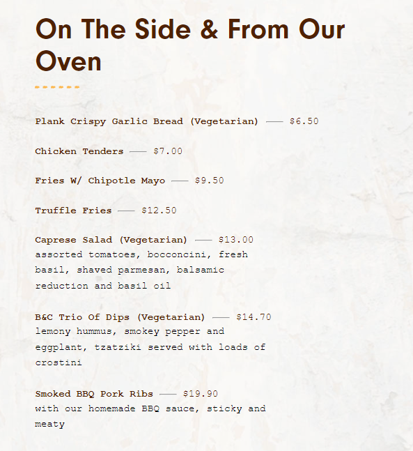 Plank Sourdough Pizza Menu 