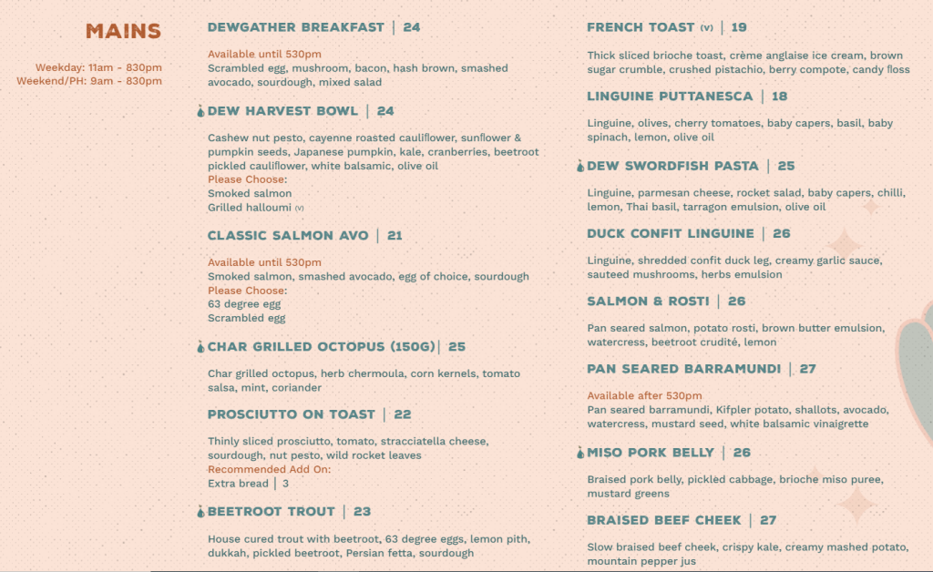 Dewgather Menu