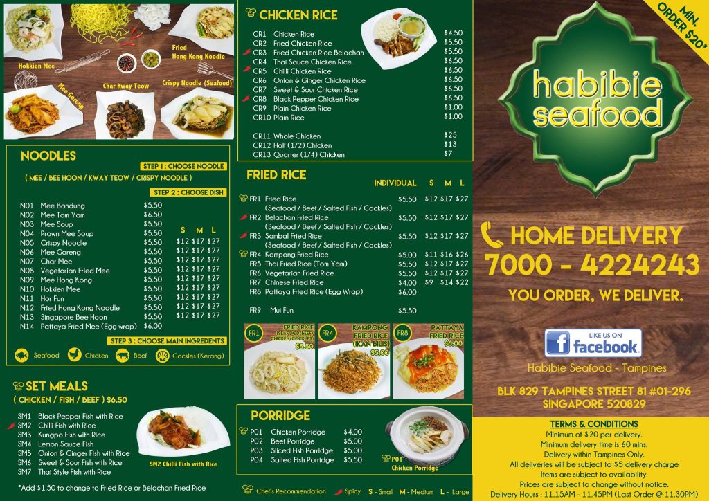 Habibie Seafood Menu