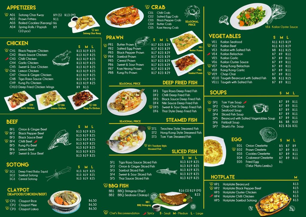 Habibie Seafood Menu