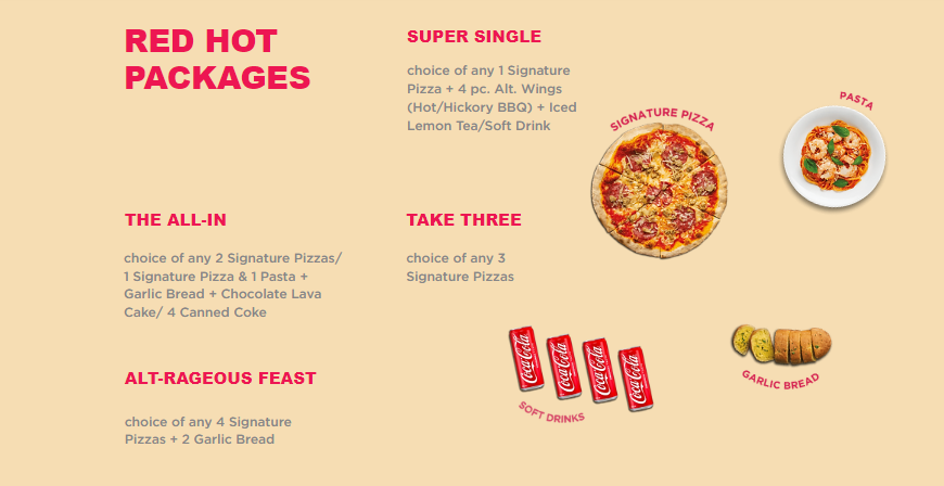 alt pizza menu