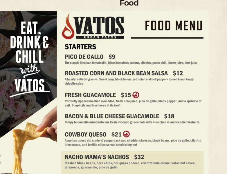 Vatos Urban Tacos Menu