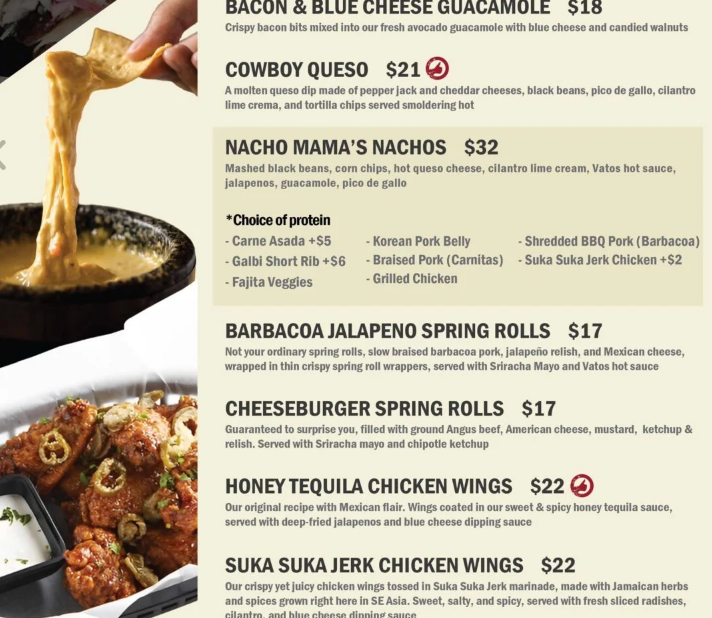 Vatos Urban Tacos Menu