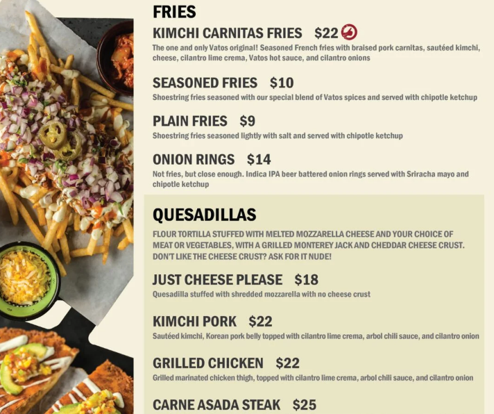 Vatos Urban Tacos Menu