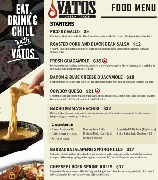 Vatos Urban Tacos Menu