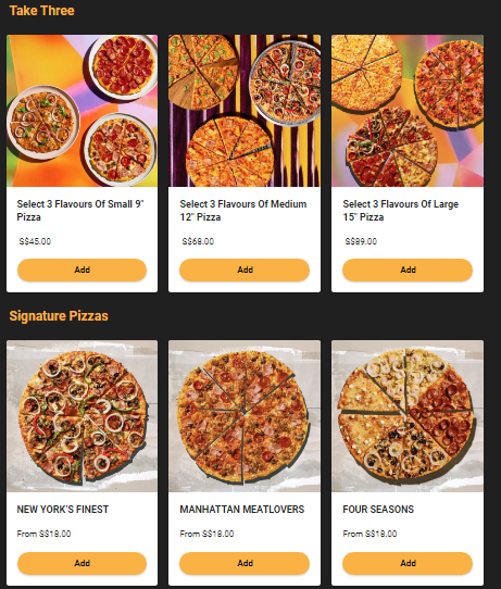 Yellow Cab Pizza Menu