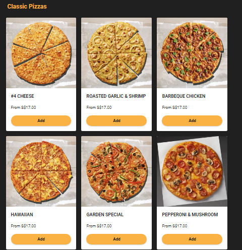 Yellow Cab Pizza Menu