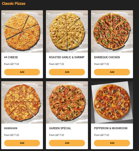 Yellow Cab Pizza Menu